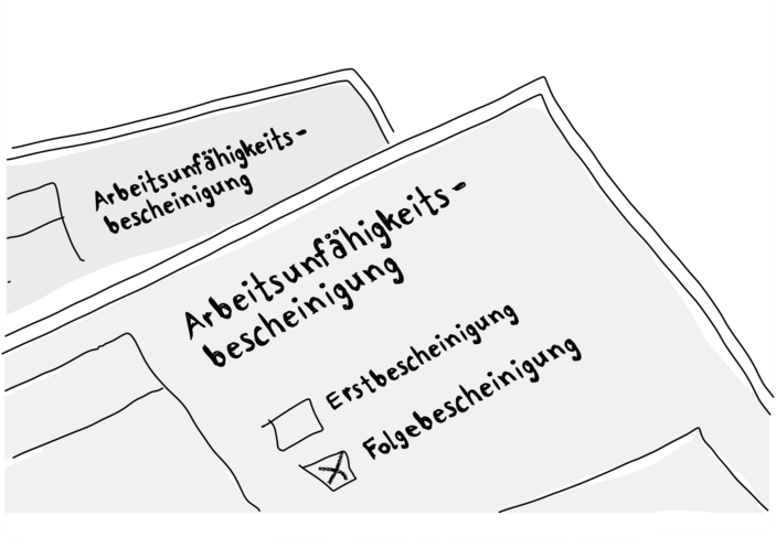 Zwei Arbeitsunfähigkeitsbescheinigungen