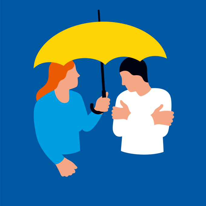 Illustration Hilfe bei Obdachlosigkeit