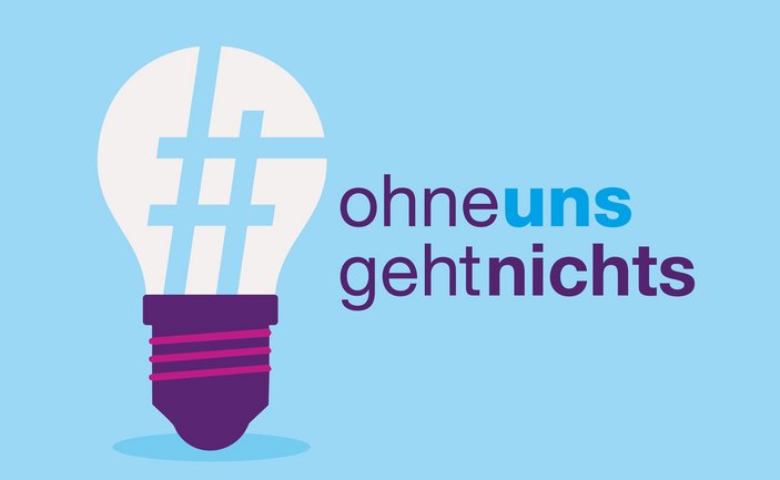 Illustration einer Glühbirne mit einem Hashtag auf dem Glas