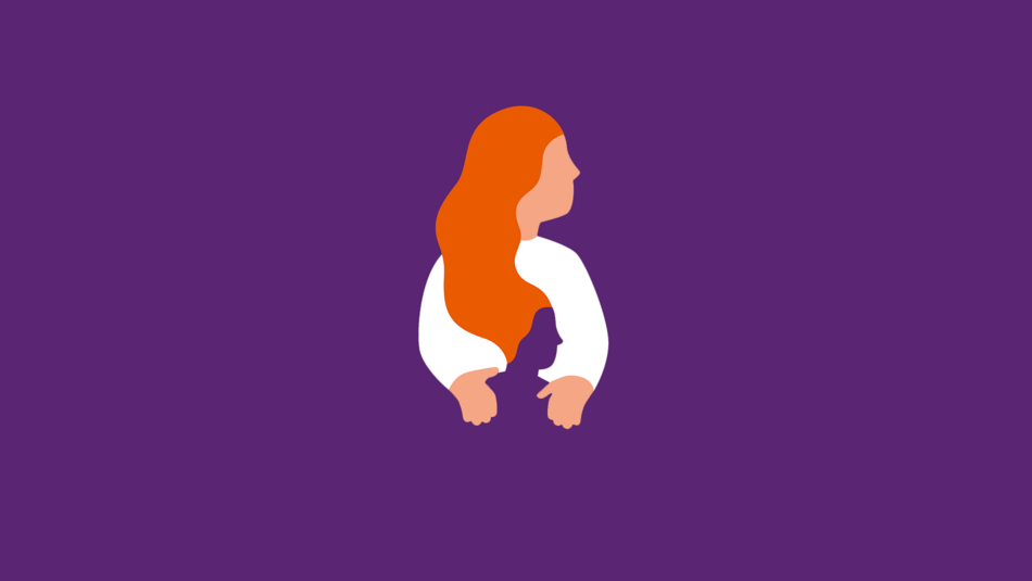 Illustration einer Frau mit einem Kind als Silhouette vor sich