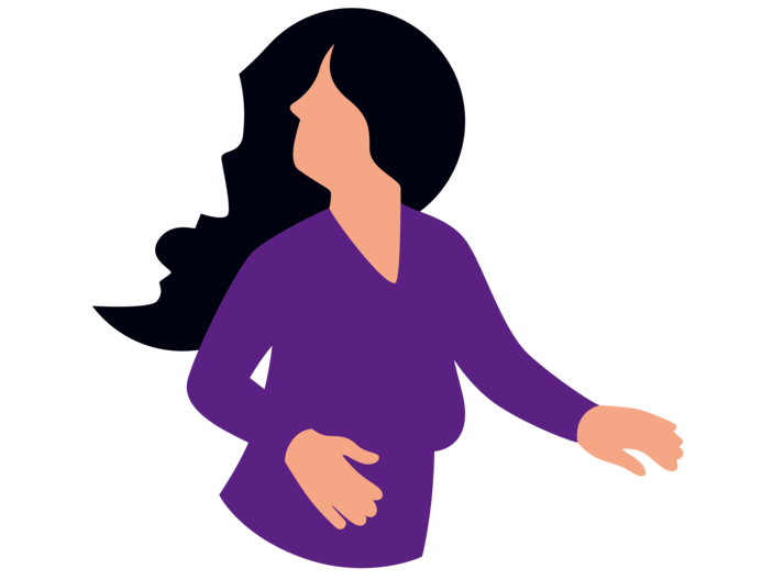 Illustration eines wütenden Kopfes, der eine Frau bedroht